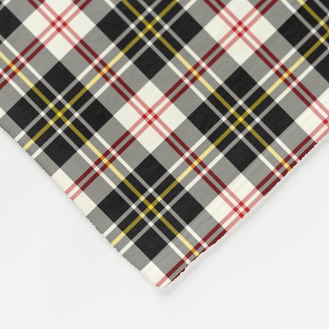MacPherson Clan Black and White Dress Tartan Fleecedecke (Ecke)