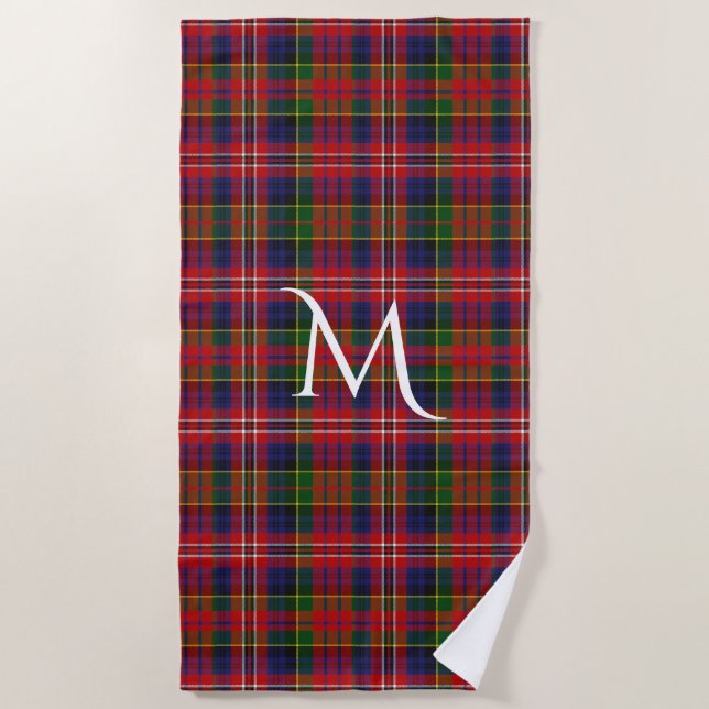 MacPherson Clan Tartan Kariertes Mongram Beach Han Strandtuch (Vorderseite)
