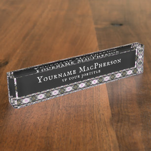 Macpherson-Clan Weiß-Rot Highland Plaid Namensplakette