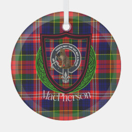 MacPherson Scottish Clan Tartan & Crest Ornament Aus Glas