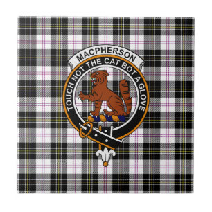 MacPherson Tartan, Clan-Abzeichen und Motto-Kachel Fliese