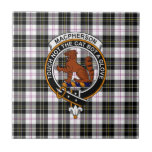 MacPherson Tartan, Clan Badge and Motto Tile Fliese<br><div class="desc">MacPherson official tartan,  clad badge and motto.</div>
