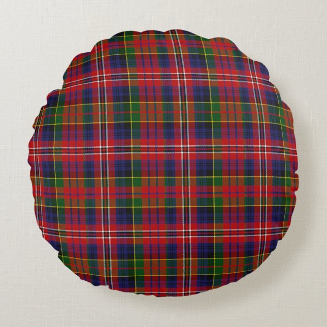 MacPherson Tartan Kariert Rundes Kissen (Vorderseite)