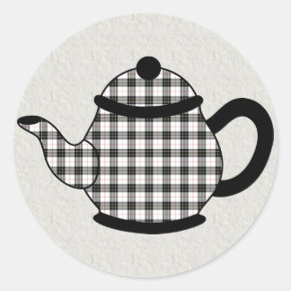 Macpherson Tartan Kariert Teapot Runder Aufkleber