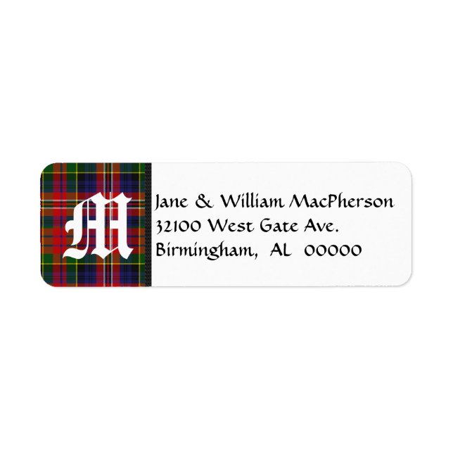 MacPherson Tartan Karierte Monogram Address Labels (Vorne)