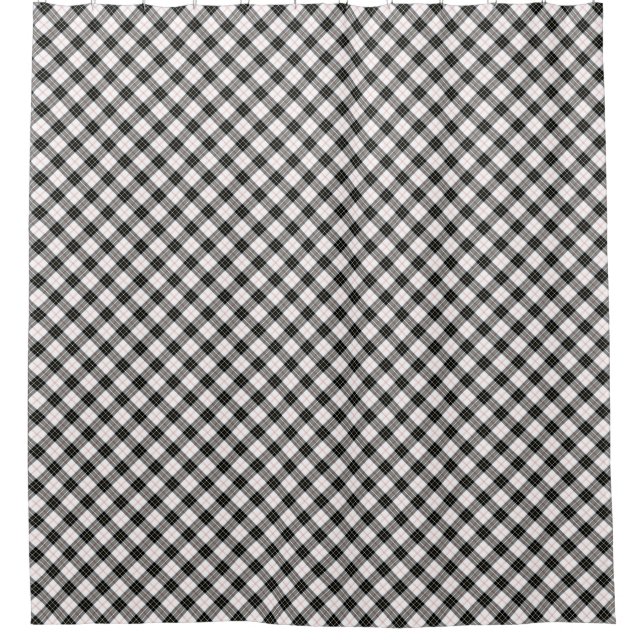 MacPherson Tartan Schwarz-weiß kariert Duschvorhang (Vorderseite)