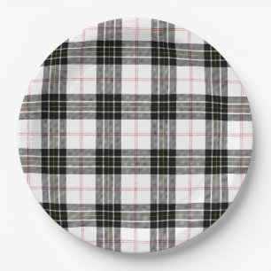 MacPherson Tartan Schwarz-weiß kariert Pappteller