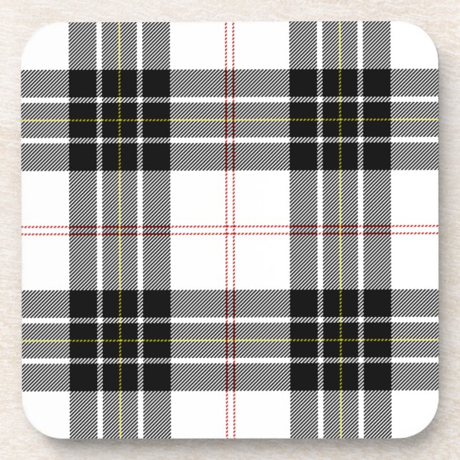 MacPherson Tartan Schwarz-weiß kariert Untersetzer (Vorderseite)