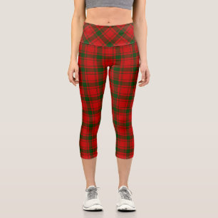 MacQuarrie-Tartan Rot Grün Kariert Capri Leggings