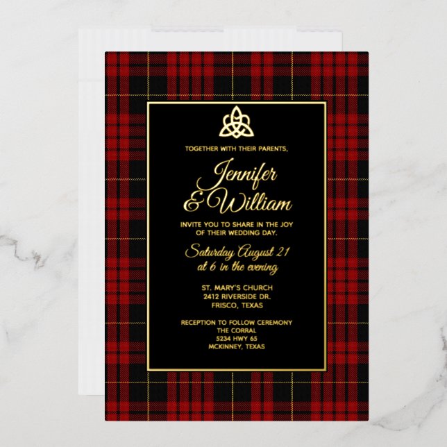 MacQueen Clan Tartan Kariert Wedding Folieneinladung (Briefumschlag)
