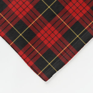 MacQueen Clanroter und schwarzer Tartan Fleecedecke