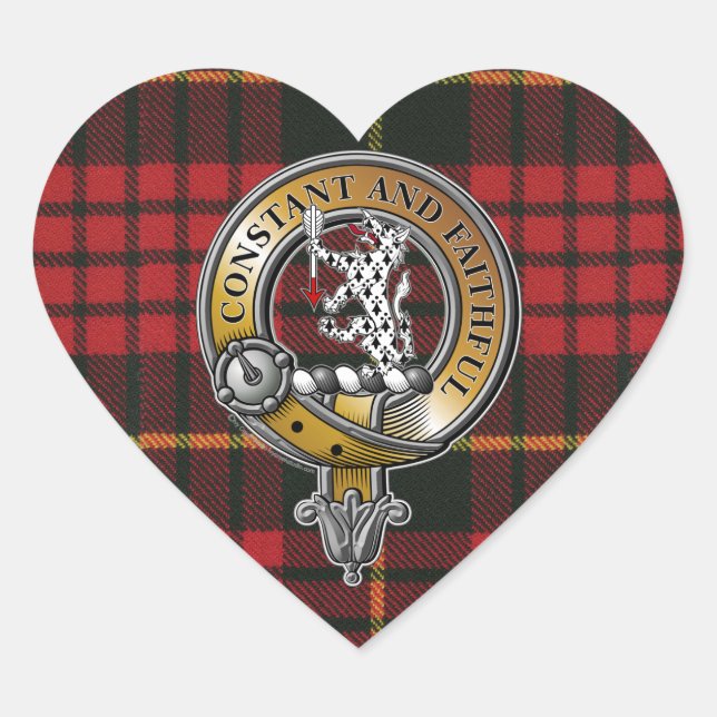 MacQueen Tartan & Abzeichen Herz-Aufkleber (Vorderseite)