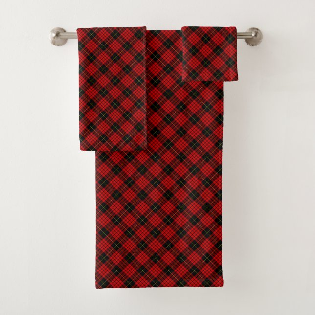 MacQueen Tartan Red and Black Kariert Badhandtuch Set (Insitu)