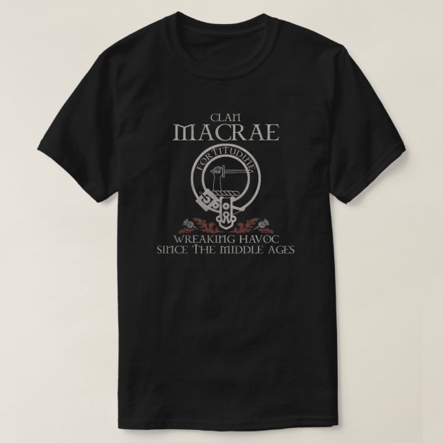 Macrae 2 Clan Wappen Schottischer Nachname Tartan  T-Shirt (Design vorne)