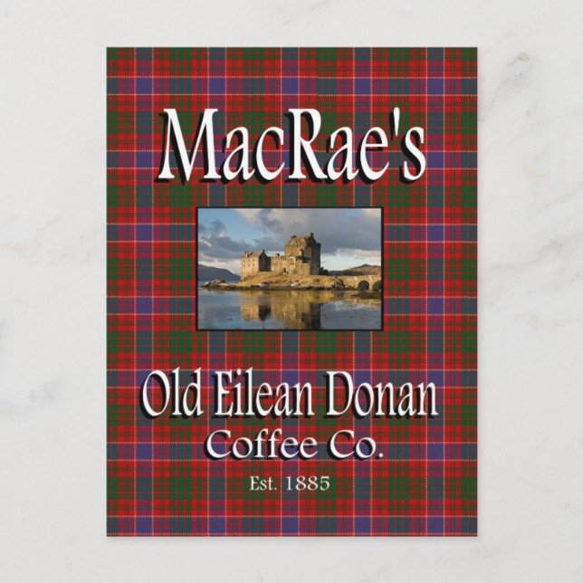 MacRaes altes Eilean Donan Coffee Co. Postkarte (Vorderseite)