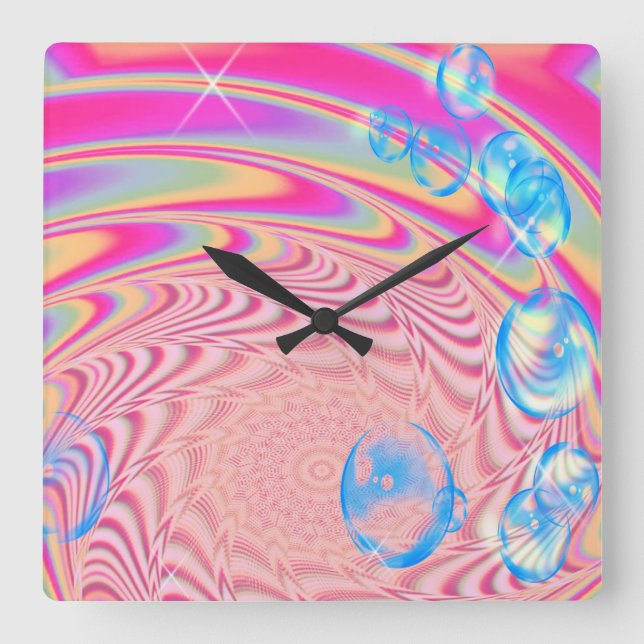 MACRAME'- Abstraktes Bild des Fraktals Kunst - Quadratische Wanduhr (Vorderseite)