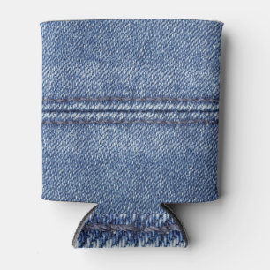 Macro Blue Denim, Nah-up Textur. Dosenkühler