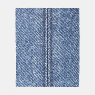 Macro Blue Denim, Nah-up Textur. Fleecedecke