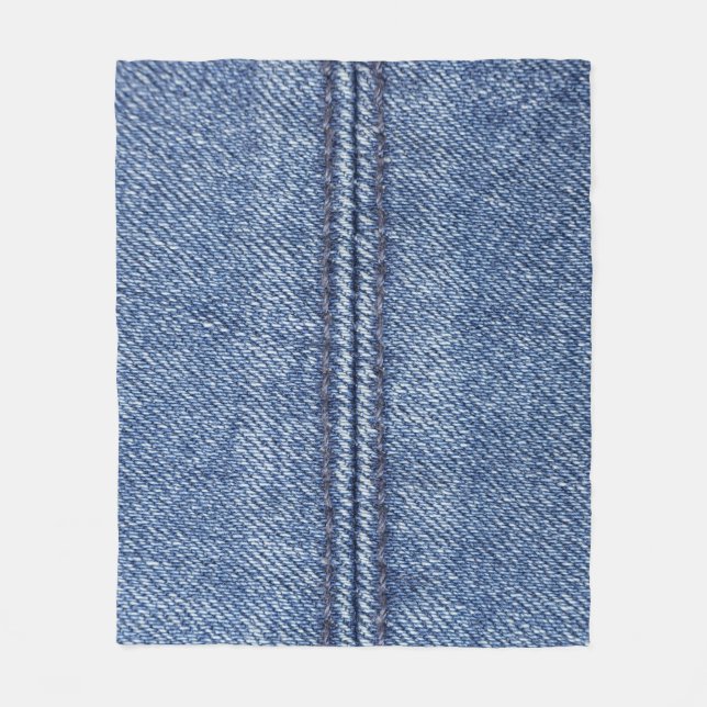 Macro Blue Denim, Nah-up Textur. Fleecedecke (Vorderseite)