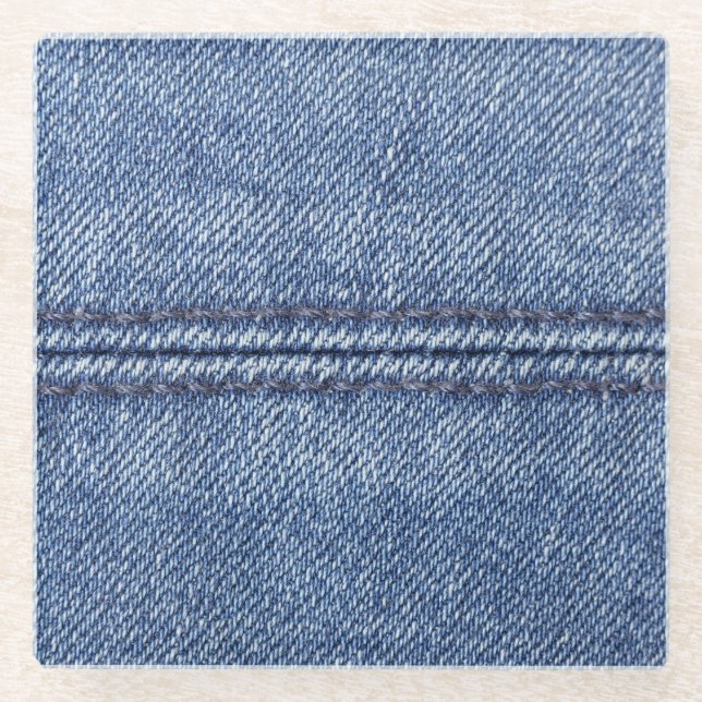 Macro Blue Denim, Nah-up Textur. Glasuntersetzer (Vorderseite)