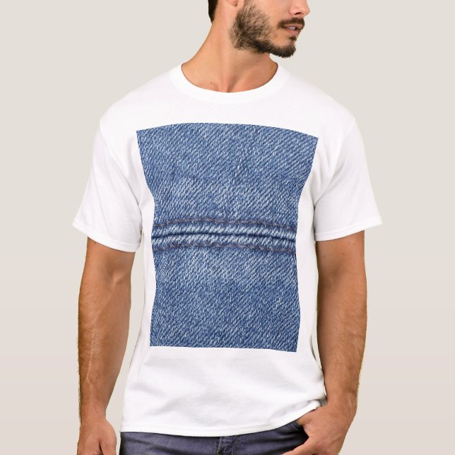 Macro Blue Denim, Nah-up Textur. T-Shirt (Vorderseite)