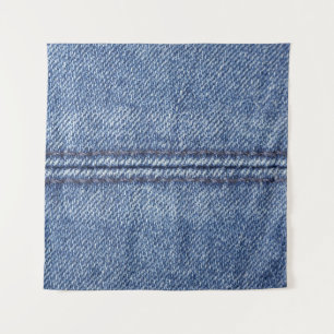 Macro Blue Denim, Nah-up Textur. Wandteppich