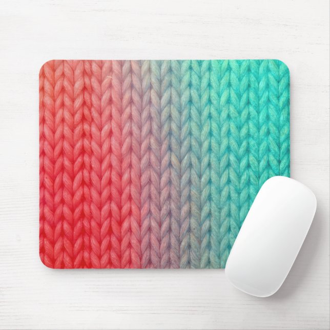 Macro Knitted Stitches in Gradient Colors Mousepad (Mit Mouse)