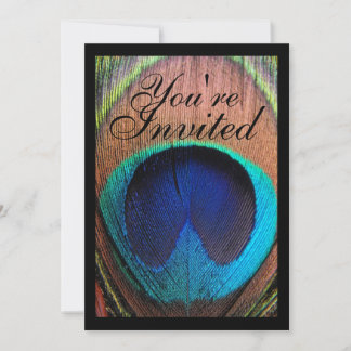 Macro Peacock Feather Rich Blues Einladung