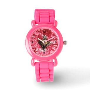 Macro Watch in hübscher Red Poppe Blume Armbanduhr