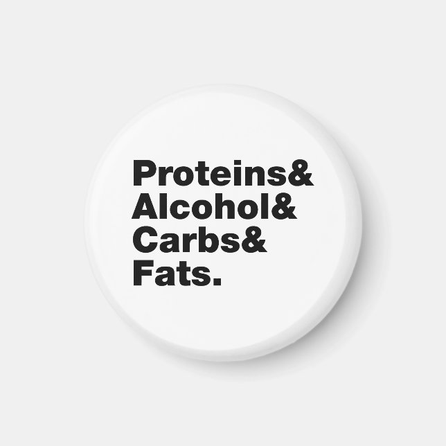 Macronutrients. Proteine & Alkohol & Fette. Magnet (Vorne)