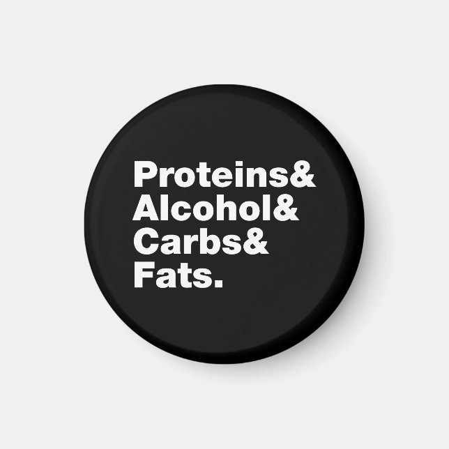 Macronutrients. Proteine & Alkohol & Fette. Magnet (Vorne)