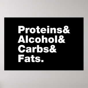 Macronutrients. Proteine & Alkohol & Fette. Poster