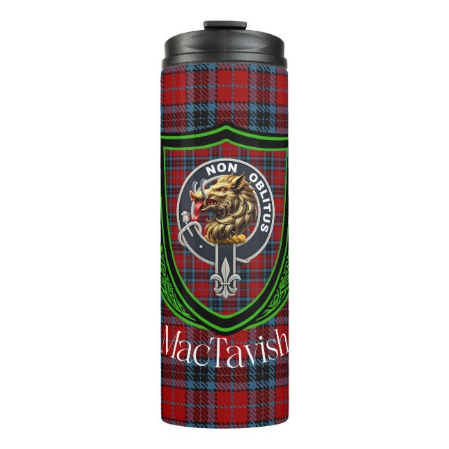 MacTavish Scottish Clan Tartan & Crest Thermosbecher (Vorderseite)