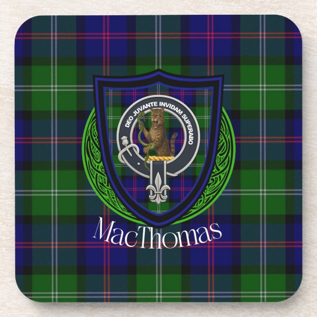 MacThomas Scottish Clan Tartan & Crest Getränkeuntersetzer (Vorderseite)