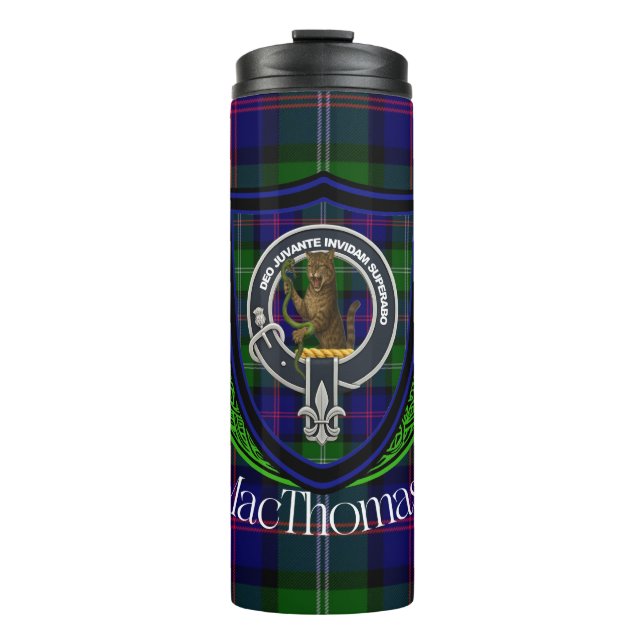 MacThomas Scottish Clan Tartan & Crest Thermosbecher (Vorderseite)