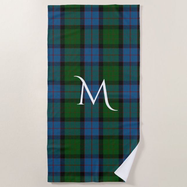 MacWilliam Clan Tartan Kariertes Monogram Beach Ha Strandtuch (Vorderseite)