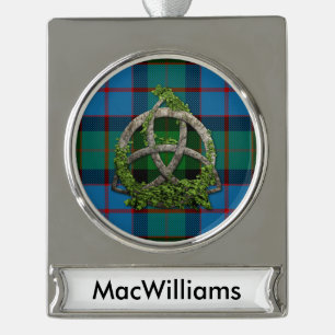MacWilliams Tartan und Celtic Trinity Knot Banner-Ornament Silber