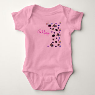 Macy, Name, mit Meerschweinchen und Stiefmütterche Baby Strampler