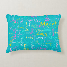 Macy personalisierter kurzer Name Aquarell rosa Te Dekokissen