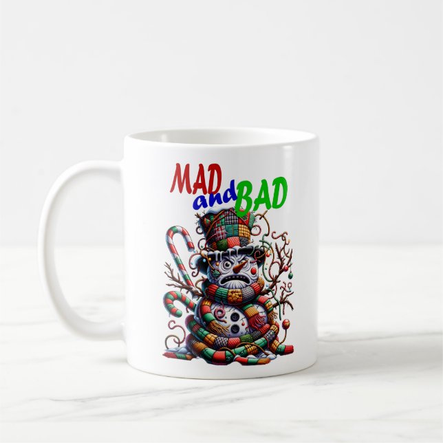 Mad and Bad, grumpy funny Snowman, fantasy art Kaffeetasse (Links)