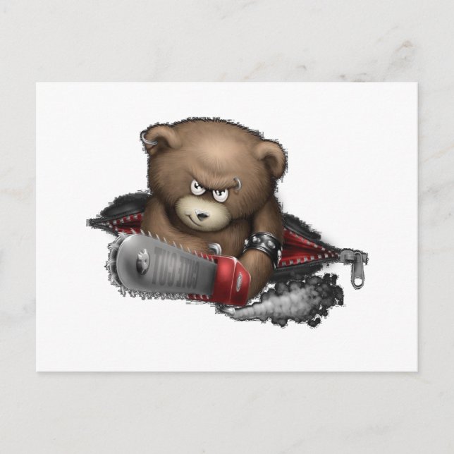 Mad Bear Chainsaw Postkarte (Vorderseite)