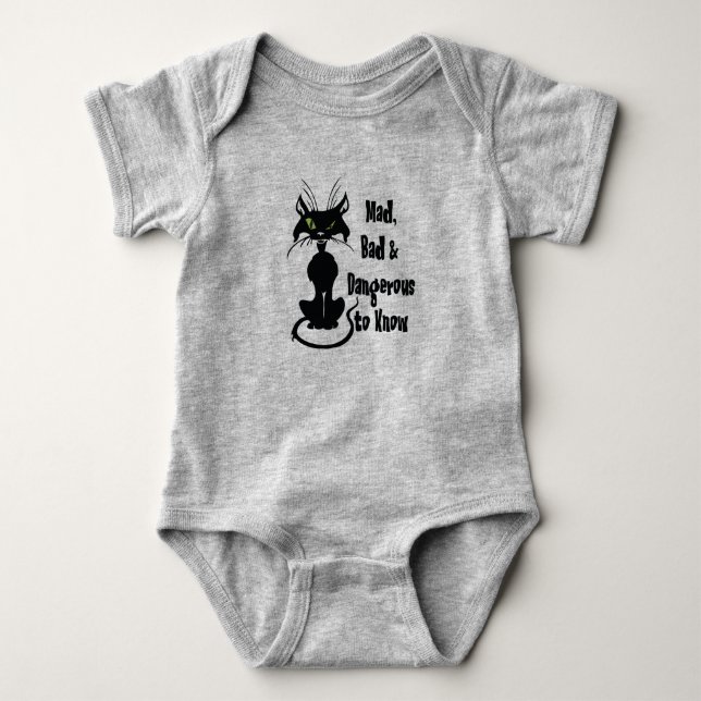 Mad, böse & gefährlich zu wissen, schwarze Katze Baby Strampler (Vorderseite)