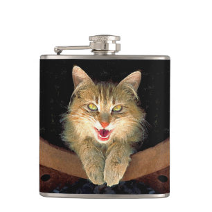 Mad Cat Painting - Niedliche Original Cat Art Flachmann