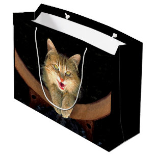 Mad Cat Painting - Niedliche Original Cat Art Große Geschenktüte