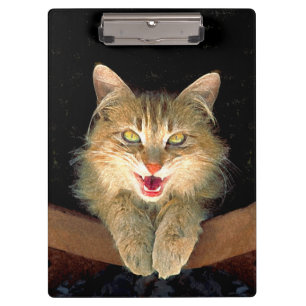 Mad Cat Painting - Niedliche Original Cat Art Klemmbrett