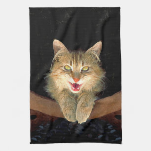 Mad Cat Painting - Niedliche Original Cat Art Küchentuch