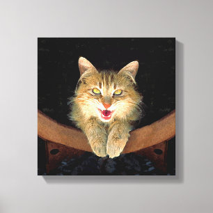 Mad Cat Painting - Niedliche Original Cat Art Leinwanddruck