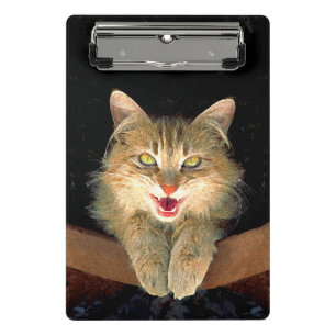 Mad Cat Painting - Niedliche Original Cat Art Mini Klemmbrett