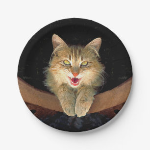 Mad Cat Painting - Niedliche Original Cat Art Pappteller