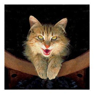 Mad Cat Painting - Niedliche Original Cat Art Poster